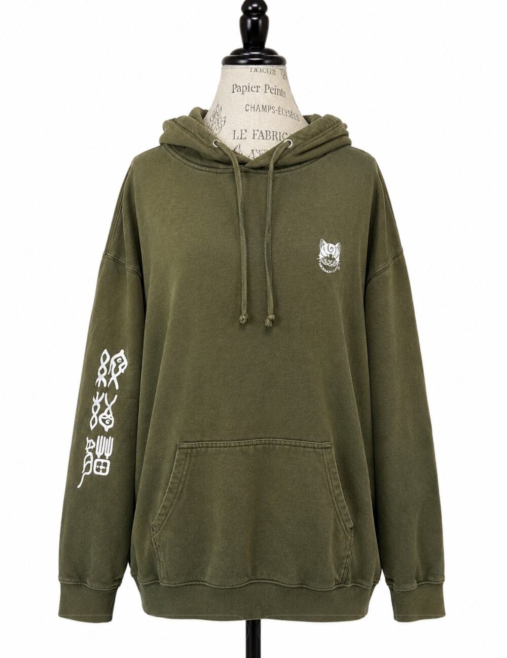 Monmon Cats By Horitomo Hoodied Sweatshirt Kangaroo Pocket Logo Cat Print XXL